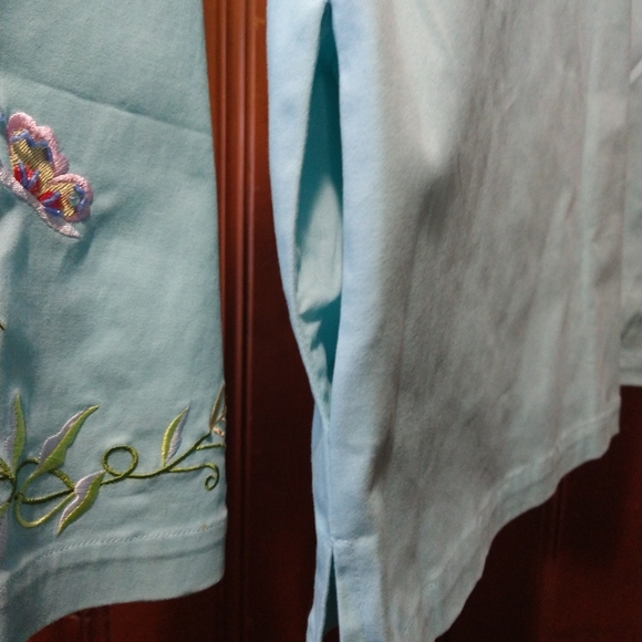 Quacker Factory Jacket Aqua Beaded Embroidered Zipper Jacket L NWOT - Picture 6 of 12